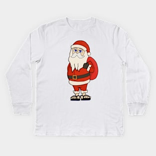 Santa Claus Christmas Flip Flops Kids Long Sleeve T-Shirt